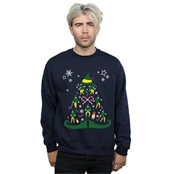 Elf Holiday Tree Tee for Men – Navy/Middle Size