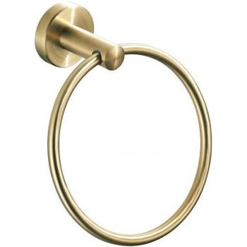 Stainless Steel Round Towel Holder, Gold Finish, Wall-Mounted