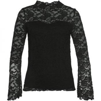 Laura Scott Damen‑Spitzenshirt – Hüftlang, Langarm, Spitzen­Top