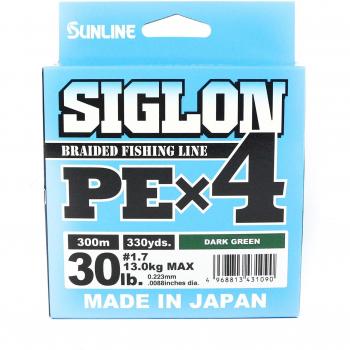 Sunline P.E. Line X4 Siglon 300M 1.7‑inch 30lb Dark Green
