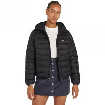 Tommy Jeans Damen Daunenjacke mit Kapuze Schwarz Regular Fit