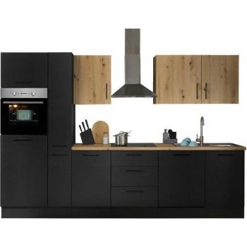 Küchenzeile BASIC Turin, schwarz matt, 310 cm