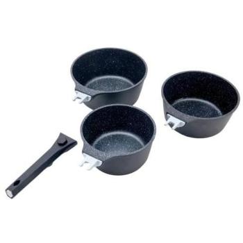 LAGUIOLE CUISSON Set de 3 casseroles noir amovible 16/18/20cm