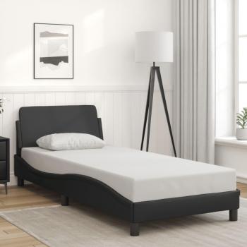 Cadre de lit avec tête, sommier à lattes, pieds robustes – noir 80x200 cm