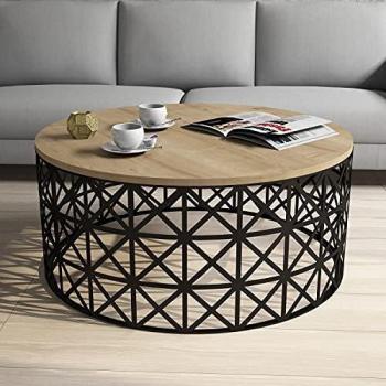 Mesa de Centro de Roble Le Noir con Estructura de Metal