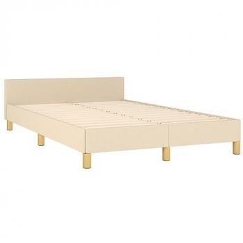Cadre de lit avec tête de lit, Crème 120x190 cm tissu