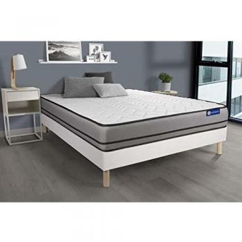 Actiflex Night 140x200 cm – Ensemble complet : matelas 20 cm, ressorts ensachés, sommier blanc