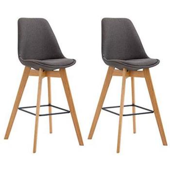 Deux tabourets Metz – Gris foncé, tissu nature – Collection CLP