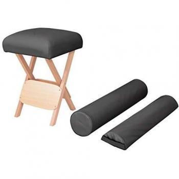 Taburete de Masaje Asiento 12 cm Espesor 2 Soportes Negro