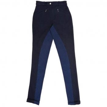 Hyperformance Teens Raised Polka Dot Equestrian Pants (22in) in Navy/Sea Blue