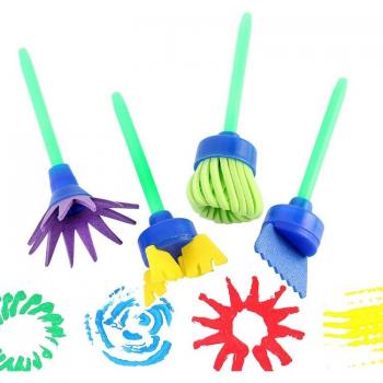 4pcs Kids Educational Flower Sponge Painting Brushes