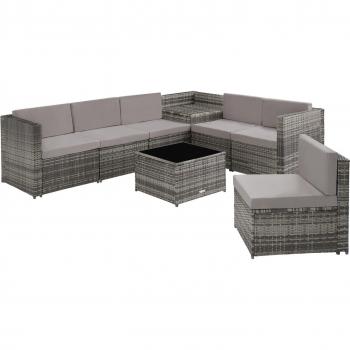 Canapé de jardin en rotin modulable VERONA pour 6 personnes avec coffre de rangement