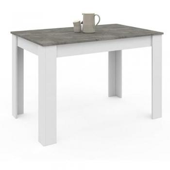 Mesa ROZY per 6 persone, design bianco effetto cemento, 110 cm