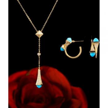Janekelly 2pcs Luxury Bridal Jewelry Set for Women