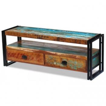 Meuble TV contemporain Moust 120cm 2 tiroirs bois recyclé