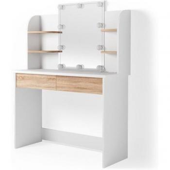 Coiffeuse Vicco Charlotte, Blanc/Sonoma, 108 cm avec lumière LED