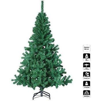 Albero di Natale Elegante Verde 150 cm con Luci Feeriche