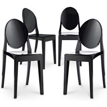 Pack de 4 chaises Victoire design noir et transparent