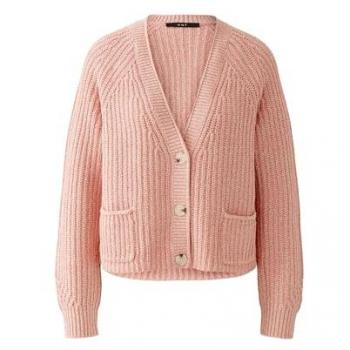 Oui LAFONYA Strickjacke – Rosa, 42, Baumwolle/Polyester