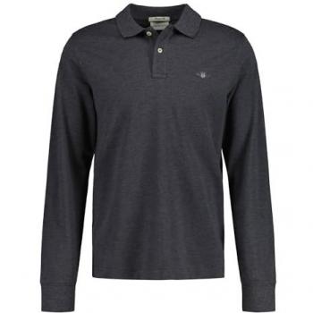 GANT Rugger Long Sleeve Polo – Grey Cotton Piqué XL