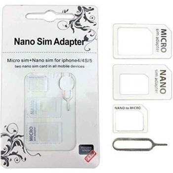 Adaptador de tarjetas Nano SIM y Micro SIM color blanco