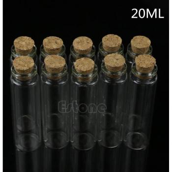 10pcs Transparent Glass Bottles with Cork Stopper for Crafts