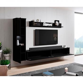 Wohnwand INOSIGN „Paris“ – Komplettset (3 Teile) – 220 cm breit, 130 cm hoch, 33 cm tief – Holzwerkstoff, Hartfaserplatte, grifflos, stehend/hängend