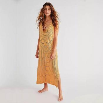 Vestido de baño de punto sin mangas, túnica blanca de ganchillo, ropa de playa sexy 2022