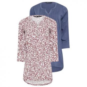 Tall 2-Piece Henley Collection in Pink (Size 16)