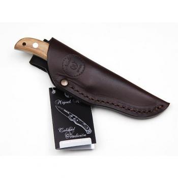 Cuchillo Coyote 1058 – 18 cm, hoja 8 cm de acero, mango en olivo natural y funda de primera (marrón)