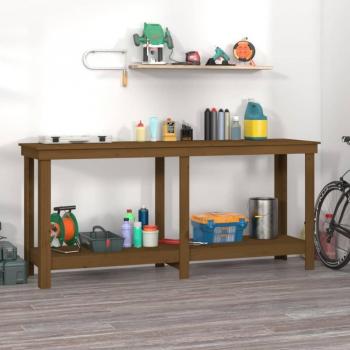 Banc de travail en bois massif de pin 180x50x80 cm couleur marron miel