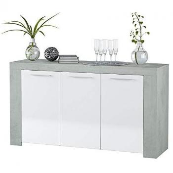 Aparador 3 puertas Fores Habitat gris blanco 144x42x80 cm