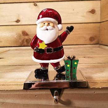 17 cm Colorful Santa and Festive Christmas Stocking Hanger