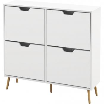 Homcom 4 Flip Drawer Shoe Cabinet, Space-Saving, Fits 16 Pairs, White