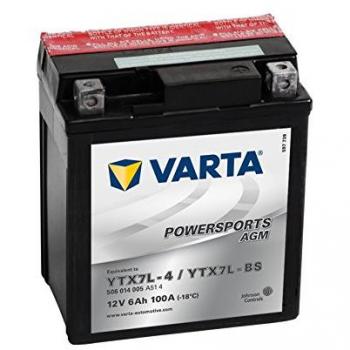 Varta Powersports Batterie 506014005A514 – 12 V, 6 Ah, AGM, YTX7L‑BS