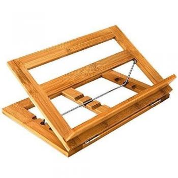 Relaxdays Atril de Bambú 3 Alturas – Soporte para Libros y Recetas