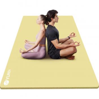 YUREN Elite‑Kraft‑Yogamatte – breite, gelbe Matte mit Aufbewahrungsband
