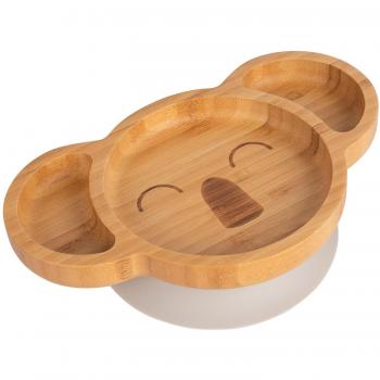 Children's Grey Bamboo Suction Plate in Koala Design