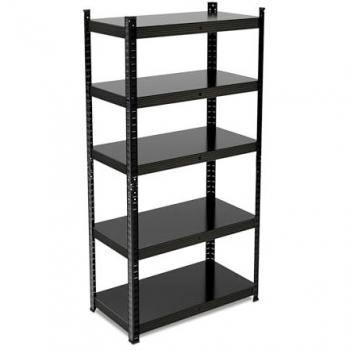Sturdy Garage Shelving System, 5 Shelves, 150 x 75 x 30 cm, Max. 875 kg, Black