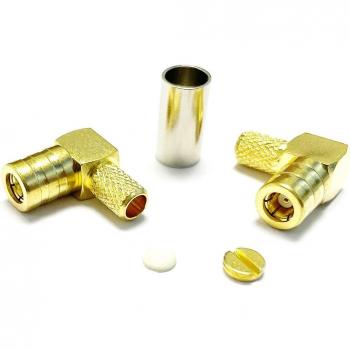 SMB Female Jack RF Coax Connector for RG58 RG142 LMR195 Right Angle Gold-Plated