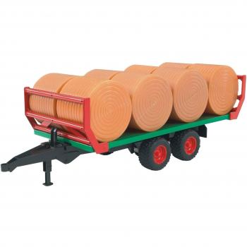 Bruder 02220 8‑Rundballen Transportanhänger – Grüne Version