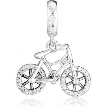 Pendientes Colgantes de Plata en Forma de Bicicleta