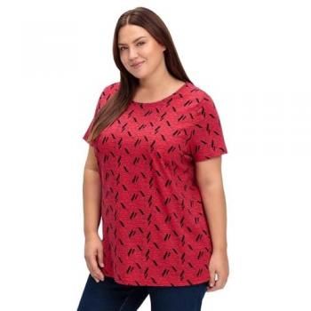 Sheego Shirt mit Alloverdruck in Rot, Größe 44 für große Größen