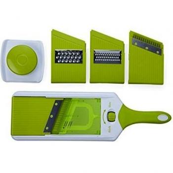 Brandani 54050 mandolina abs regolabile con contenitore ps e lame ss verde