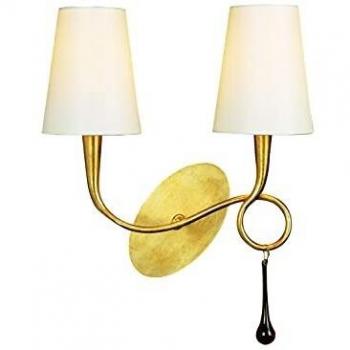 Mantra Iluminación Wandleuchte Paola 2fl gold mit Textilschirmen