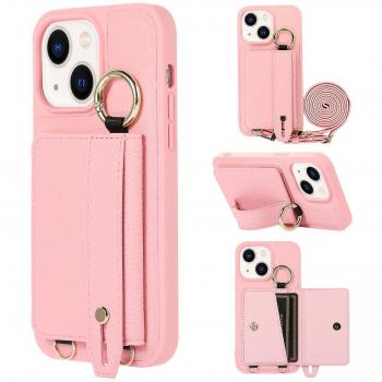 Case TPU Rosa para iPhone 13/14 con Soporte y Correa