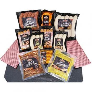 BBQ-Genuss‑Paket mit 9 Grillspezialitäten inklusive Würstchen und Steak