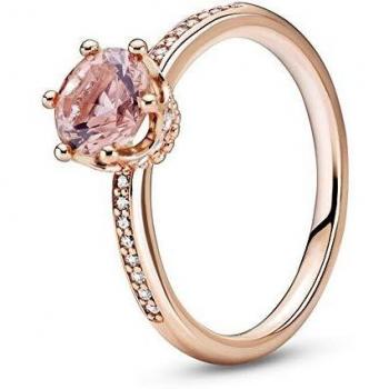 Pandora Joyería Anillo Solitario Corona Brillante Rosa 188289C01