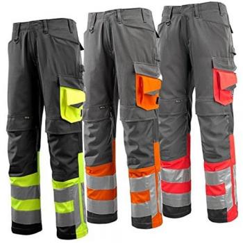 Unisex Sicherheitshose Leeds von MASCOT®, Farbe Schwarzblau mit Orange, Größe 106