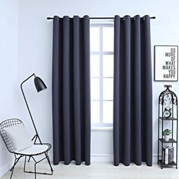 VidaXL Thermal Curtains with Metal Rings 2 pcs Anthracite 140x225 cm